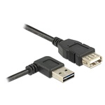 Delock Easy-USB A -> USB-A 2.0 M/F adatkábel 1m fekete 90°/egyenes