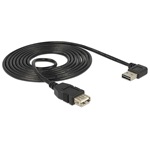 Delock Easy-USB A -> USB-A 2.0 M/F adatkábel hosszabbító 2m fekete 90°/egyenes