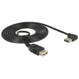 Delock Easy-USB A -> USB-A 2.0 M/F adatkábel hosszabbító 2m fekete 90°/egyenes