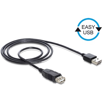 Delock Easy-USB A -> USB-A 2.0 M/F adatkábel hosszabbító 2m fekete