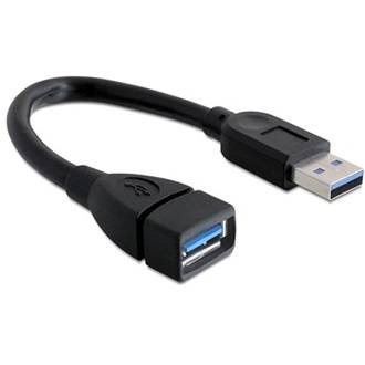 Delock USB-A 3.0 - USB-A 3.0 M/F adatkábel 0.15m
