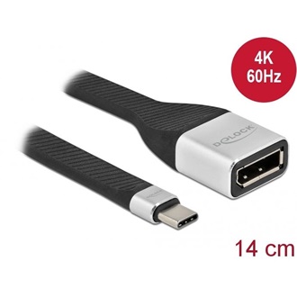 Delock USB-C / Thunderbolt -> DisplayPort 1.2 M/F adapter 0.14m fekete DP Alt Mode
