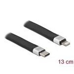Delock lapos USB-C -> Lightning M/M adatkábel 0.13m fekete