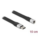 Delock USB-C -> Jack stereo 3,5mm (4pin) M/F adapter 0.1m fekete FPC Flat Ribbon