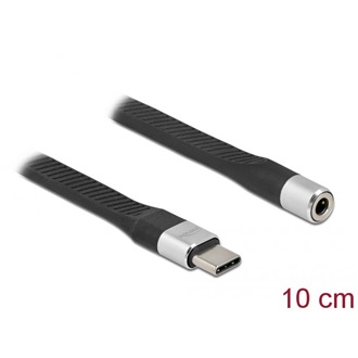 Delock USB-C -> Jack stereo 3,5mm (4pin) M/F adapter 0.1m fekete FPC Flat Ribbon