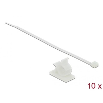 Delock Fehér, 37 x 18 mm-es kábelfogó H 300 x Sz 4,8 mm - kábellel