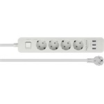 Delock Fehér színu négy foglalatú hosszabbítós konnektor USB töltovel és kisülés védelemmel