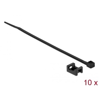 Delock Fekete csavart biztosító foglalat készlet 15 x 10 mm H 200 x Sz 3,6 mm kábellel