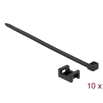 Delock Fekete csavart biztosító foglalat készlet 23 x 16 mm H 150 x Sz 7,2 mm kábellel