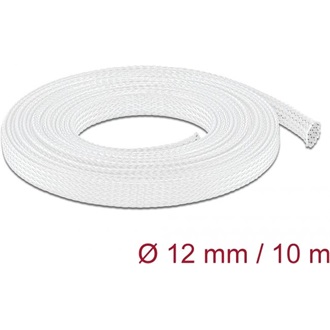 Delock Fonott kábelharisnya nyújtható 10 m x 12 mm fehér