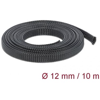 Delock Fonott kábelharisnya nyújtható 10 m x 12 mm fekete