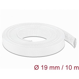 Delock Fonott kábelharisnya nyújtható 10 m x 19 mm fehér