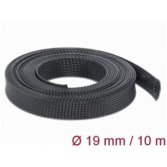 Delock Fonott kábelharisnya nyújtható 10 m x 19 mm fekete