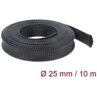 Delock Fonott kábelharisnya nyújtható 10 m x 25 mm fekete