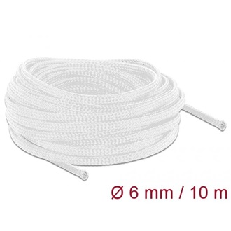 Delock Fonott kábelharisnya nyújtható 10 m x 6 mm fehér