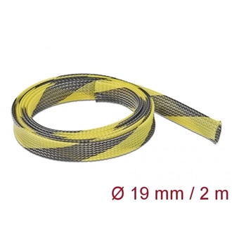 Delock Fonott kábelharisnya nyújtható 2 m x 19 mm fekete-sárga