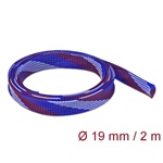 Delock Fonott kábelharisnya nyújtható 2 m x 19 mm kék-piros-fehér