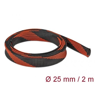 Delock Fonott kábelharisnya nyújtható 2 m x 25 mm fekete-piros