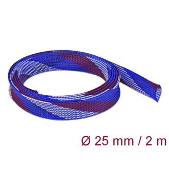 Delock Fonott kábelharisnya nyújtható 2 m x 25 mm kék-piros-fehér