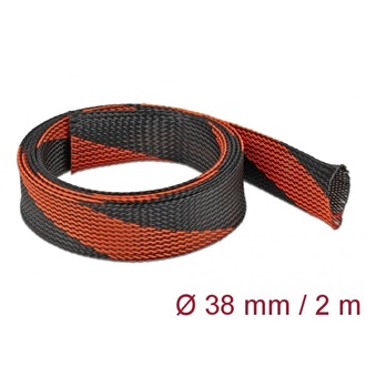Delock Fonott kábelharisnya nyújtható 2 m x 38 mm fekete-piros