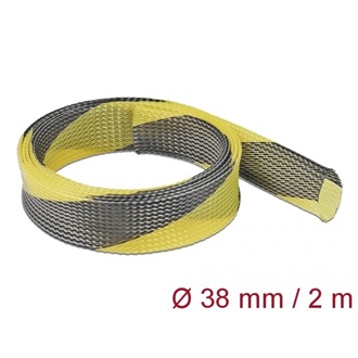 Delock Fonott kábelharisnya nyújtható 2 m x 38 mm fekete-sárga