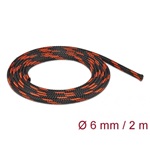 Delock Fonott kábelharisnya nyújtható 2 m x 6 mm fekete-piros