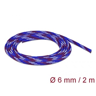 Delock Fonott kábelharisnya nyújtható 2 m x 6 mm kék-piros-fehér