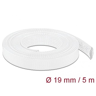 Delock Fonott kábelharisnya nyújtható 5 m x 19 mm fehér