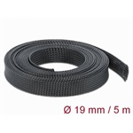 Delock Fonott kábelharisnya nyújtható 5 m x 19 mm fekete