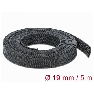 Delock Fonott kábelharisnya nyújtható 5 m x 19 mm fekete