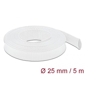 Delock Fonott kábelharisnya nyújtható 5 m x 25 mm fehér