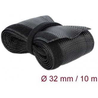 Delock Fonott kábelharisnya tépőzárral 10 m x 32 mm fekete