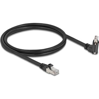 Delock GigE kamera kábel RJ45 apa 45 -ban elcsavart és 90 -ban hajlított szögekkel - RJ45 apa Cat.6 S/FTP 1 m fekete