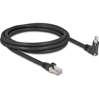 Delock GigE kamera kábel RJ45 apa 45 -ban elcsavart és 90 -ban hajlított szögekkel - RJ45 apa Cat.6 S/FTP 2 m fekete