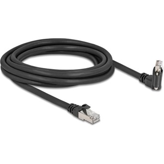 Delock GigE kamera kábel RJ45 apa 45 -ban elcsavart és 90 -ban hajlított szögekkel - RJ45 apa Cat.6 S/FTP 3 m fekete