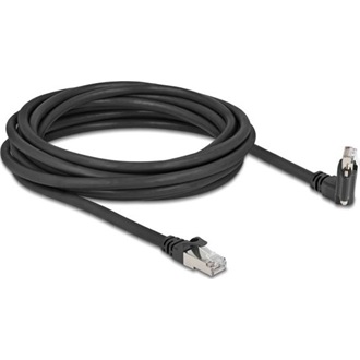 Delock GigE kamera kábel RJ45 apa 45 -ban elcsavart és 90 -ban hajlított szögekkel - RJ45 apa Cat.6 S/FTP 5 m fekete