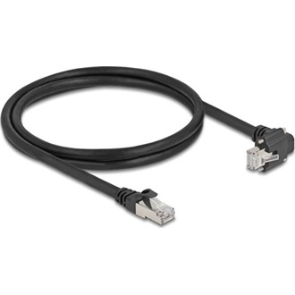 Delock GigE kamera kábel RJ45 apa 90 -ban hajlított csavarokkal - RJ45 apa Cat.6 S/FTP 1 m fekete