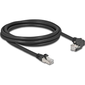 Delock GigE kamera kábel RJ45 apa 90 -ban hajlított csavarokkal - RJ45 apa Cat.6 S/FTP 2 m fekete