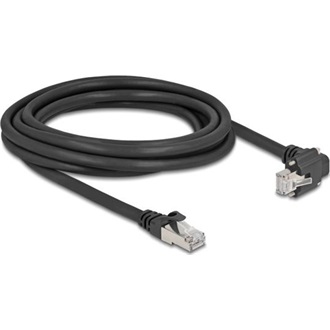 Delock GigE kamera kábel RJ45 apa 90 -ban hajlított csavarokkal - RJ45 apa Cat.6 S/FTP 3 m fekete