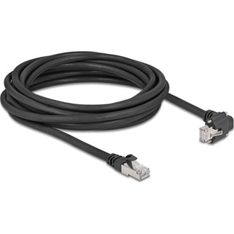 Delock GigE kamera kábel RJ45 apa 90 -ban hajlított csavarokkal - RJ45 apa Cat.6 S/FTP 5 m fekete