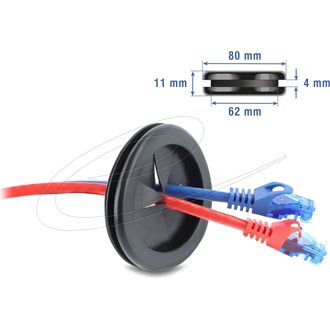 Delock Gumi kábelhüvely átmérője, kerek 70 mm fekete 2 db.