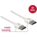 Delock HDMI 2.0 M/M video jelkábel 0.5m fehér slim premium
