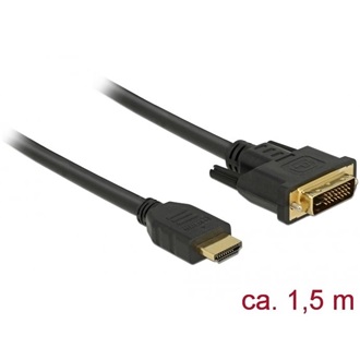 Delock HDMI <-> DVI-D M/M video kábel 1.5m fekete