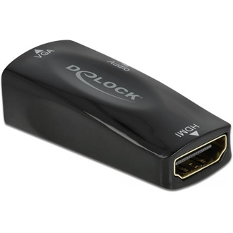 Delock HDMI -> VGA Jack stereo 3,5mm F/F adapter fekete