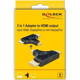 Delock HDMI 2.0 Displayport Displayport mini -> HDMI 2.0 M/F adapter fekete