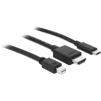 Delock HDMI Displayport mini USB-C -> HDMI 2.0 M/M adapter 1.8m fekete
