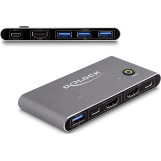 Delock HDMI KVM 8K 60 Hz kapcsoló USB 5 Gbps