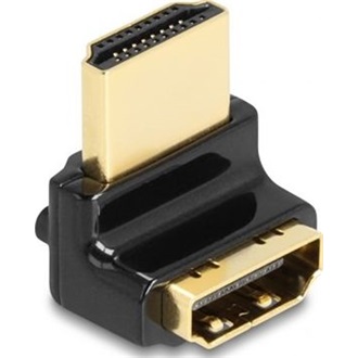Delock HDMI 2.0 -> HDMI 2.0 M/F adapter fekete 90° fel