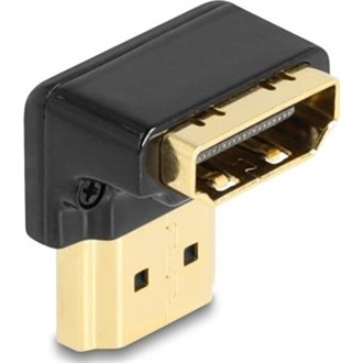 Delock HDMI 2.0 -> HDMI 2.0 M/F adapter fekete 90° le