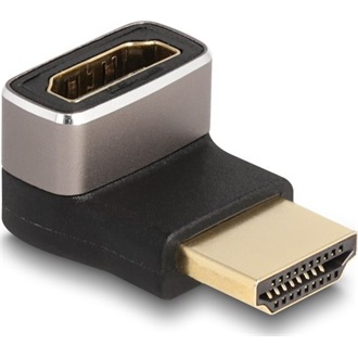 Delock HDMI 2.1 Ethernet -> HDMI 2.1 Ethernet M/F adapter fekete 90° fel